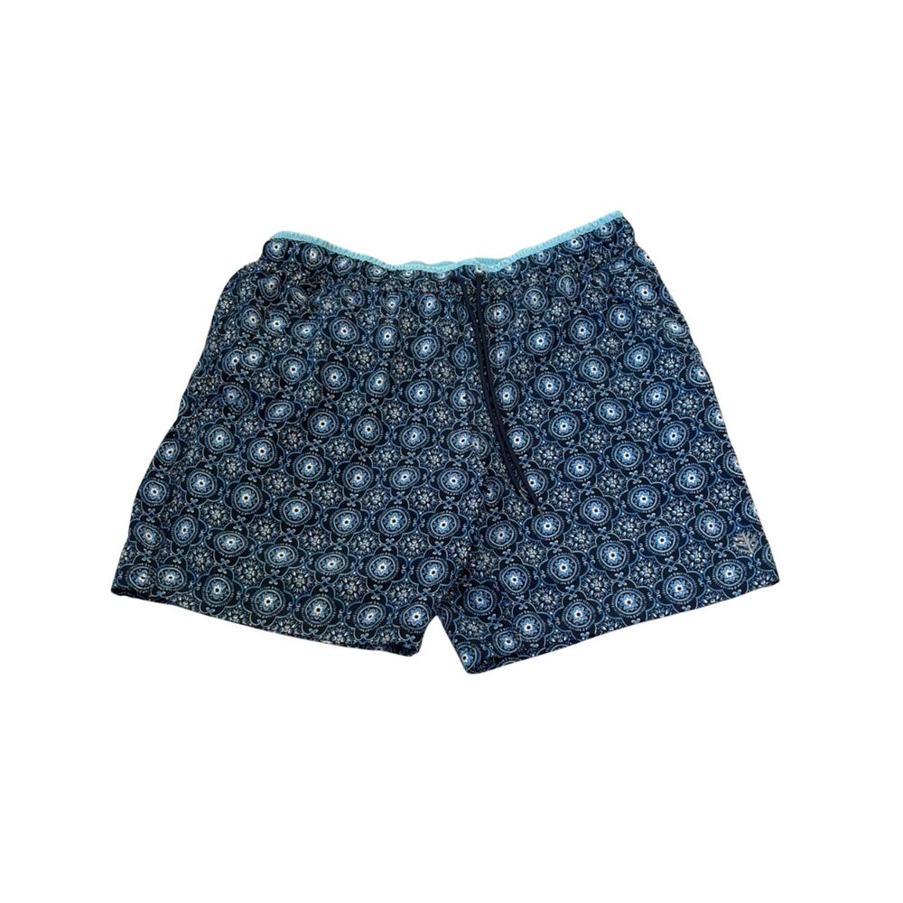 Coolibar Kahuna Paisley Navy Blue 7" UPF 50+ Swim Shorts Sz M Good Condition